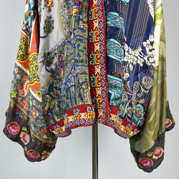 $650 NWOT Johnny Was Reversible Embroidered Silk Kimono Jacket Multi Size M - Picture 14 of 16